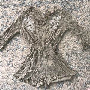 Boho flowy green romper